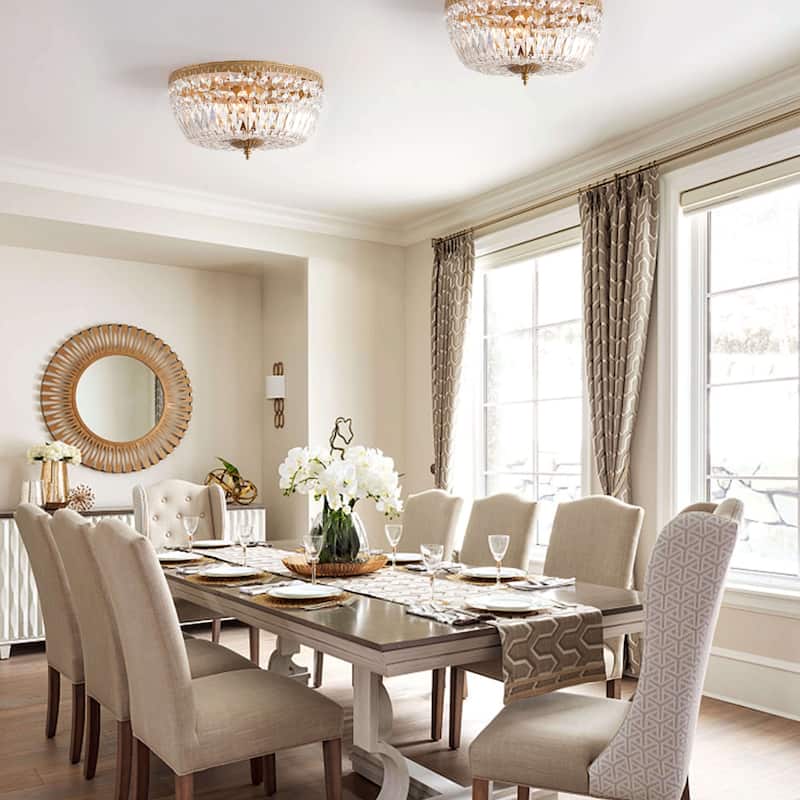 Silver Orchid Taylor 3-light Crystal Basket Flush Mount Chandelier
