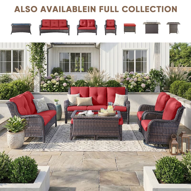 Pocassy Outdoor Patio Wciker Sofa Furniture Set of Chair Table.