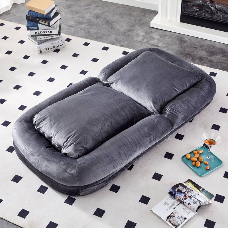 Roomfitters Folding Sofa Chair with 5 Adjustable Positions, Velvet Floor Lounge Chair for Gaming
