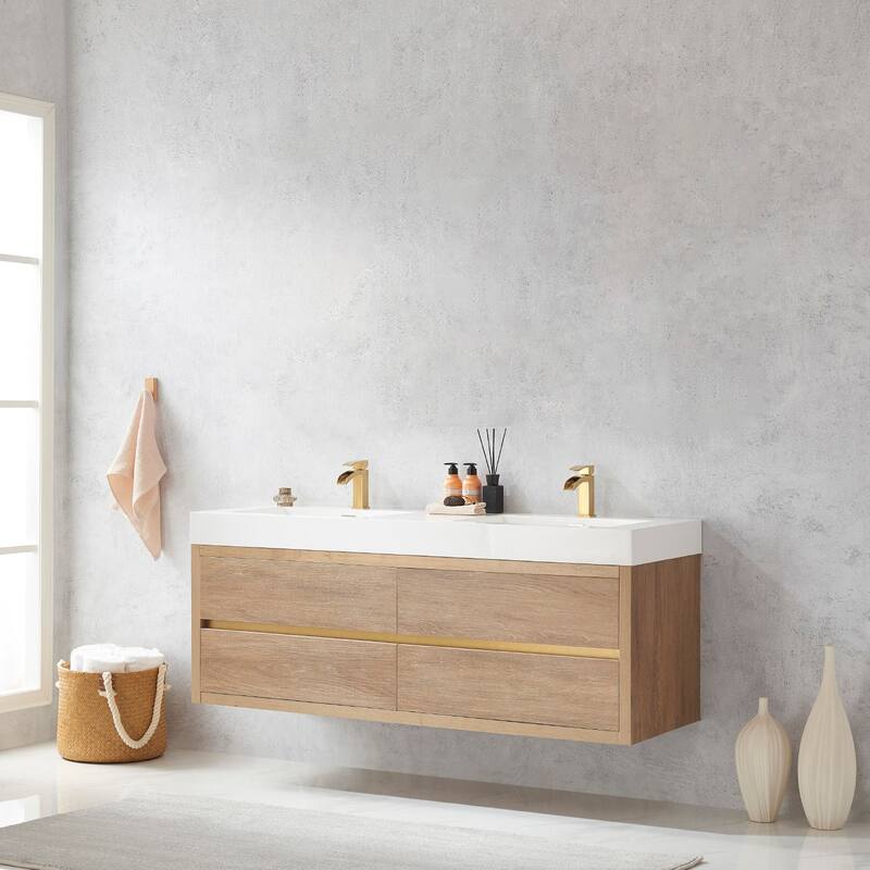 Miseno MV703160M-NM Palencia 60" Wall Mounted Double Basin Vanity Set