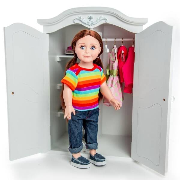 Shop High Quality 18 Inch Doll White Wooden Wardrobe Armoire Trunk
