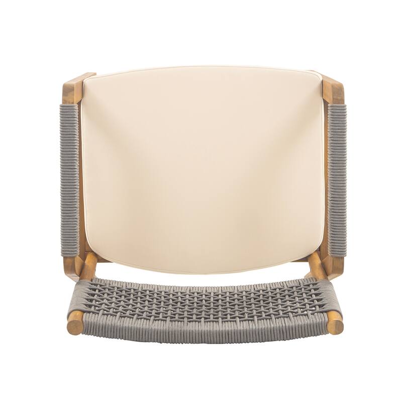 Christopher Knight Home - Arden Rustic 7-Piece Acacia Wood Outdoor Dining Table Set with Rope Woven Dining Chairs and Cushions