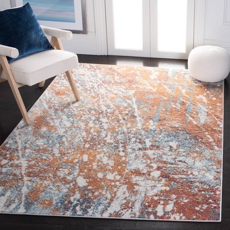 SAFAVIEH Crystal Shizuko Modern Abstract Distressed Rug - 4'5" x 6'5" - Ivory/Rust