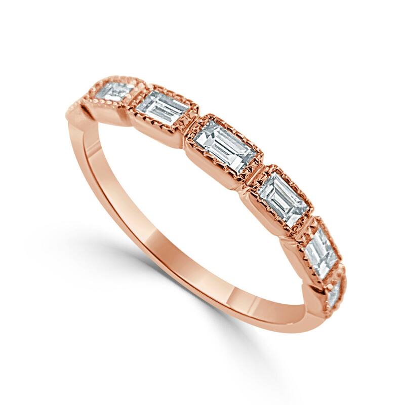Joelle Collection Diamond Baguette Band Ring 14K Gold 1/2 CT TDW - Rose