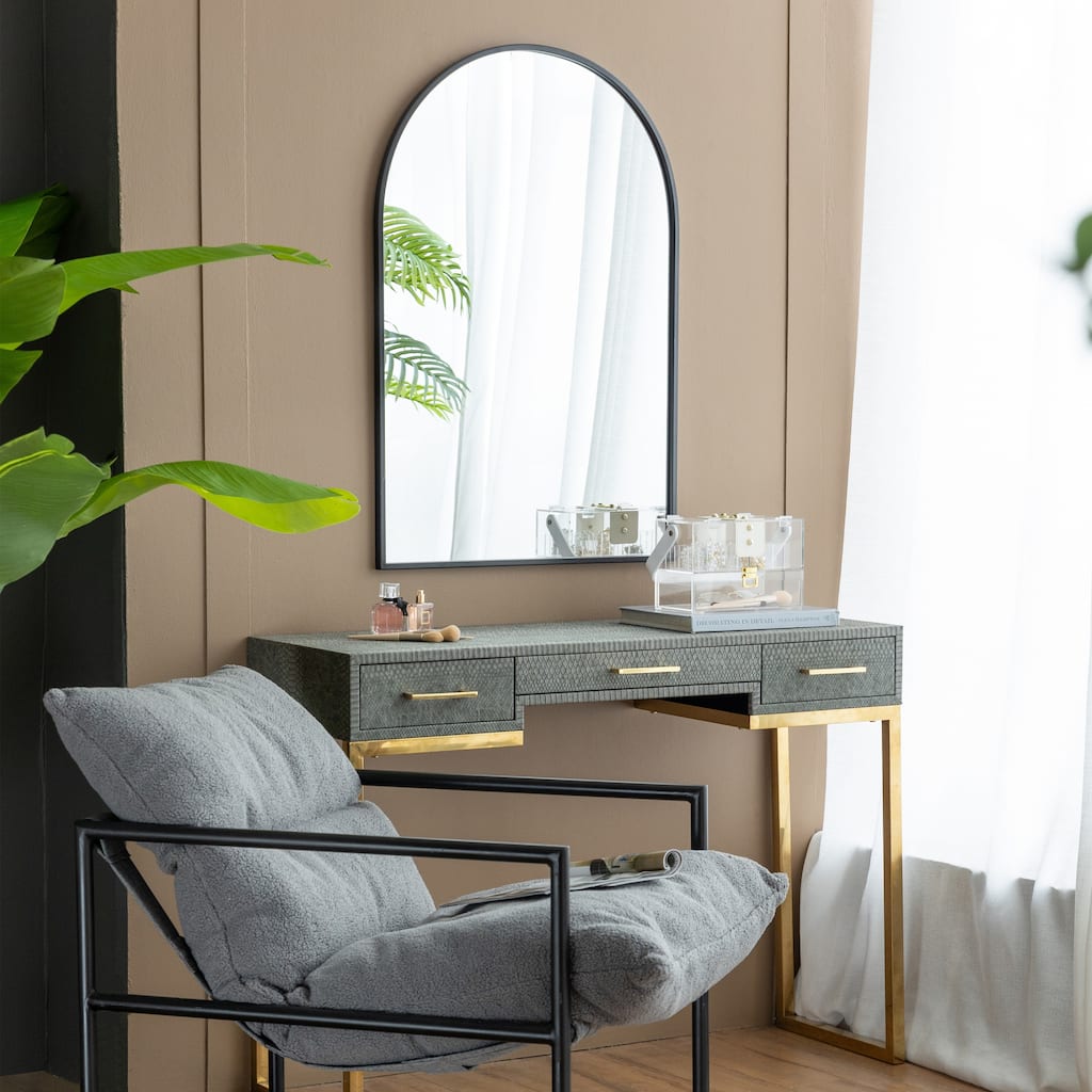 CUSchoice Classic Black Arched Mirror with Metal Frame - 24" x 36"