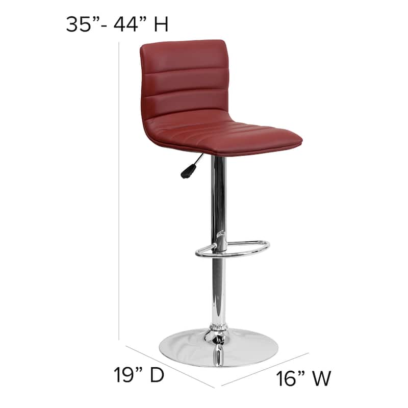 Modern Vinyl Stitch Back Adjustable Height Barstool - 16"W x 19"D x 35" - 44"H