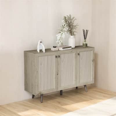 3-Door Storage Cabinet, Adjustable Shelf Buffet & Coffee Bar for Any Room, Grey