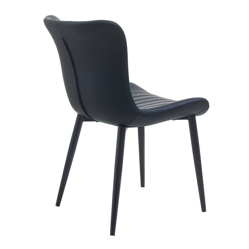 Dining Chairs Set of 2, Modern Upholstered Dining Chairs, Armless Faux Leather Accent Chairs with Backrest, Metal Legs