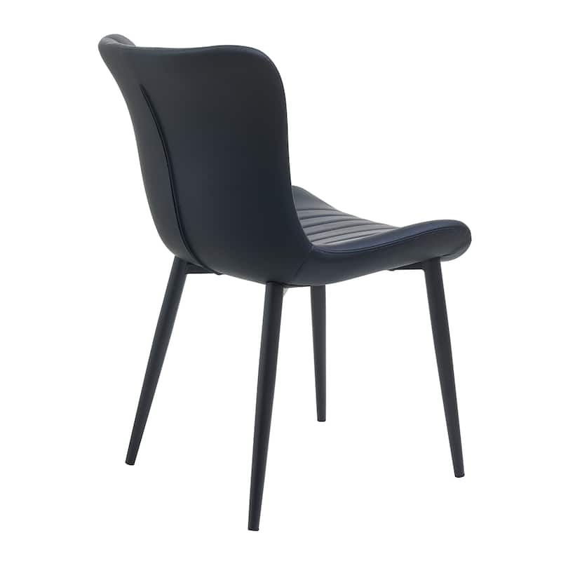 Set Of 2 Black Dining Chairs: Faux Leather Mid-Century Modern Accent Chairs For Kitchen,Dining Room,Living Room,And Reception