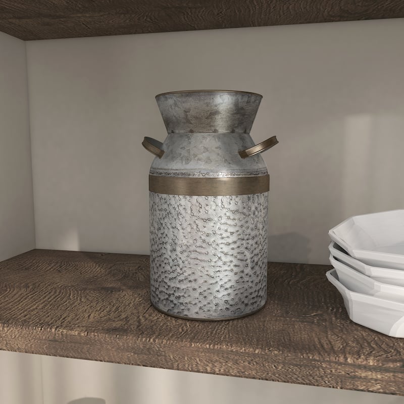 Gray Metal Milk Can Vase