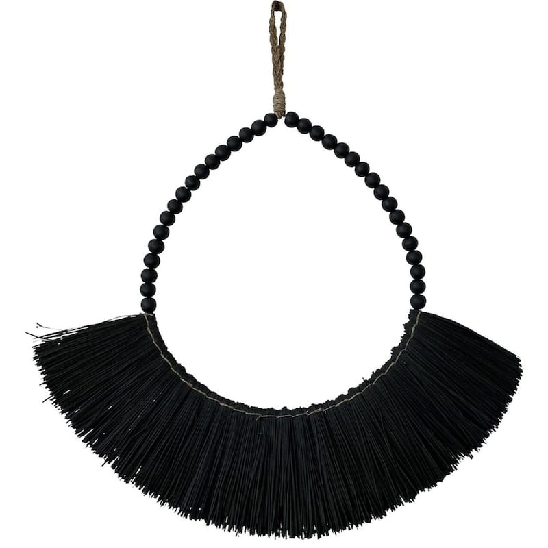 Artissance 30 in. Tall Black/Natural Finish Straw Wall Decor Small - Black