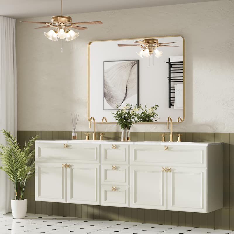 Wall Mirror Vanity Mirror Bathroom Mirror with Round Corner (1 Piece)