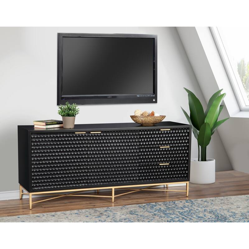 Origins by Alpine Black Pearl TV Console in Black