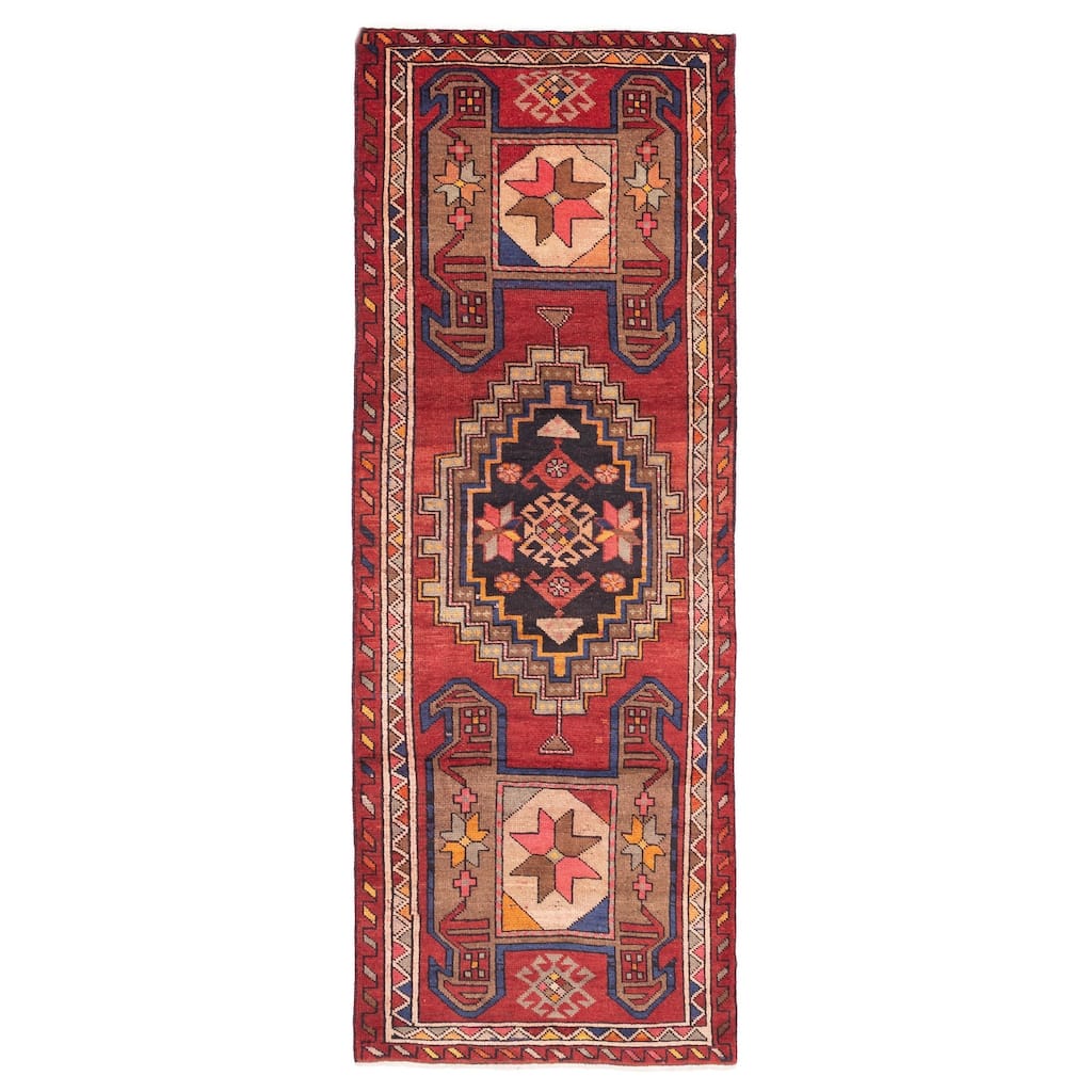 ECARPETGALLERY Hand-knotted Konya Anatolian Red Wool Rug - 3'3 x 9'8