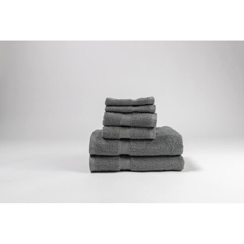 Deluxe 6-piece Cotton Terry Bath Towel Set - Frost