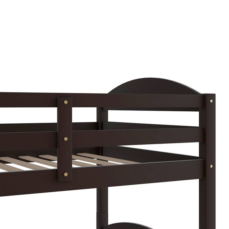 Twin L-Shaped Bunk Bed with Trundle Solid Pine Wood Convertible Beds