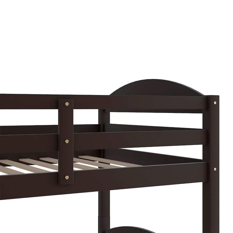 Twin Solid Pine L-Shaped Bunk Bed with Trundle