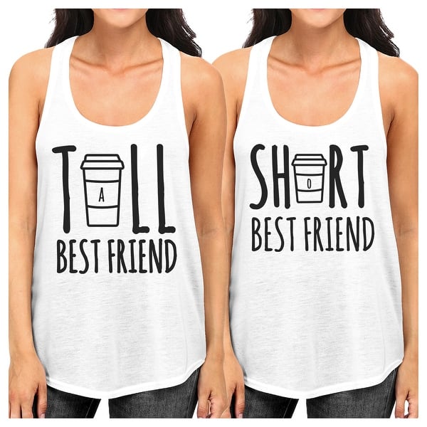 Tall Short Cup Best Friend Gift Shirts Womens White Cute Tank Tops Overstock 22401438