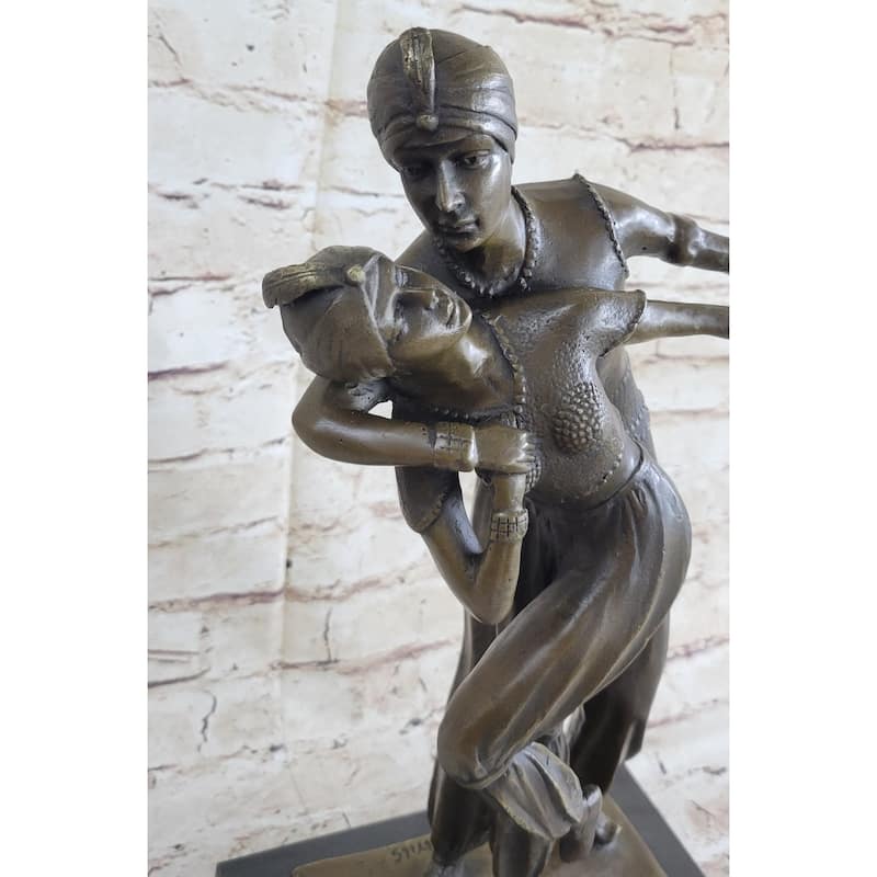 Signed Original Persian Dancers Bronze Sculpture Statue Hot Cast Art Deco Figure