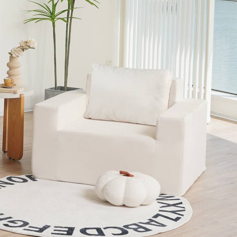 Sofa in a box Foam Sofa Couch with Pillow, Bean Bag Chairs for Adults Stuffed High-Density Foam, Large Bean Bag Single Sofa - Ameican White Oak