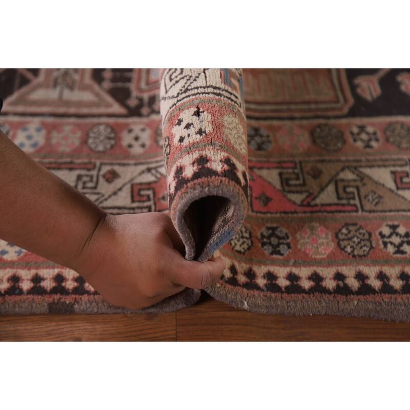 Hand Knotted Oriental 100% Wool Carpet Traditional Geometric Pink Meshkin Area Rug - 9' 4'' X 4' 11''