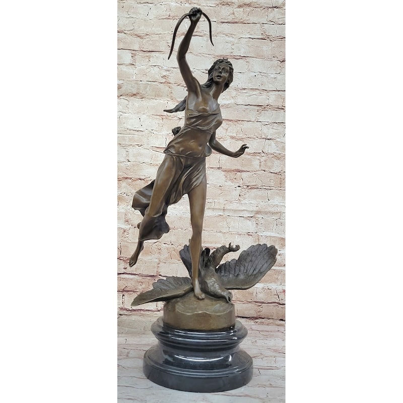 Diana The Huntress Goddess Of Hunt Killing Eagle Bronze Sculpture By Gaso