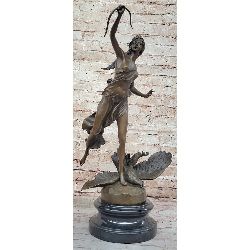 Diana The Huntress Goddess Of Hunt Killing Eagle Bronze Sculpture By Gaso