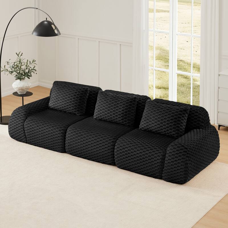 114" Modern Modular Sectional Sofa for Living Room,Boneless Sofa,Deep Seat,Buckle Connection,Anti-slip Design - Black