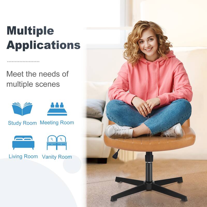 Modern Armless PU Leather Office Chair