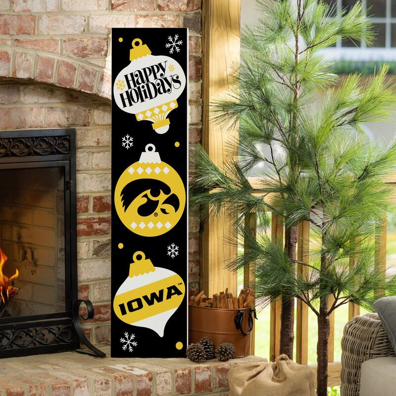 47" Double Sided Seasonal Porch Leaner, University of Iowa - 47" x 11.25" - Christmas