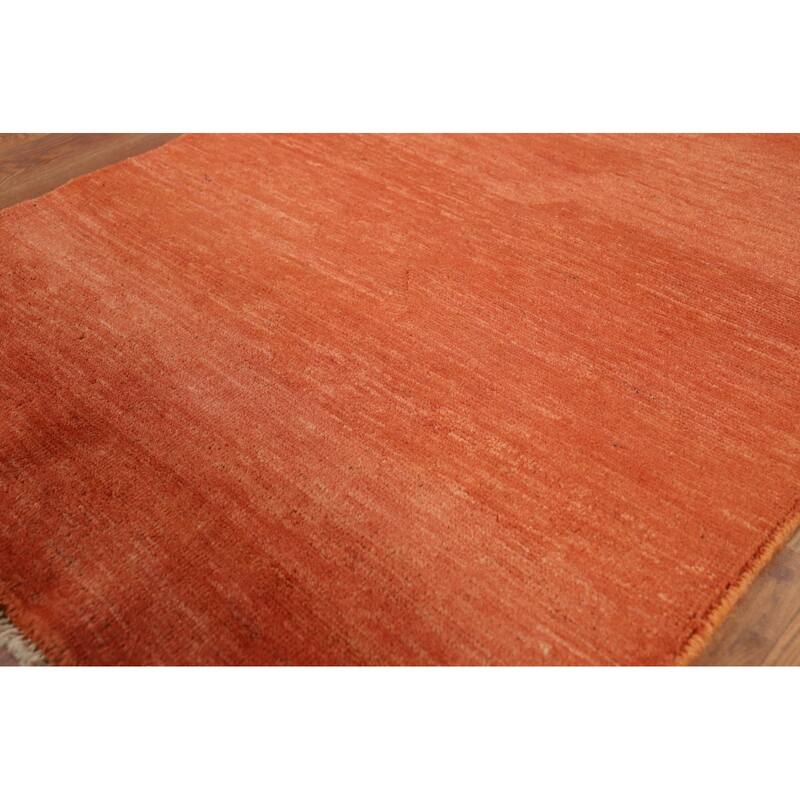 Orange Gabbeh Modern Foyer Rug Handmade Wool Carpet - 2'9"x 4'2"
