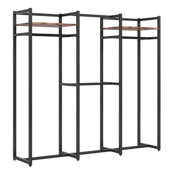 Tribesigns L Shaped Closet Organizer, Freestanding Corner Clothes Garment  Rack with Hanging Rods and Storage Shelves, Heavy Duty Metal Clothing Rack
