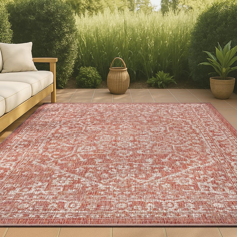 JONATHAN Y Medallion Textured Weave Indoor/Outdoor Area Rug