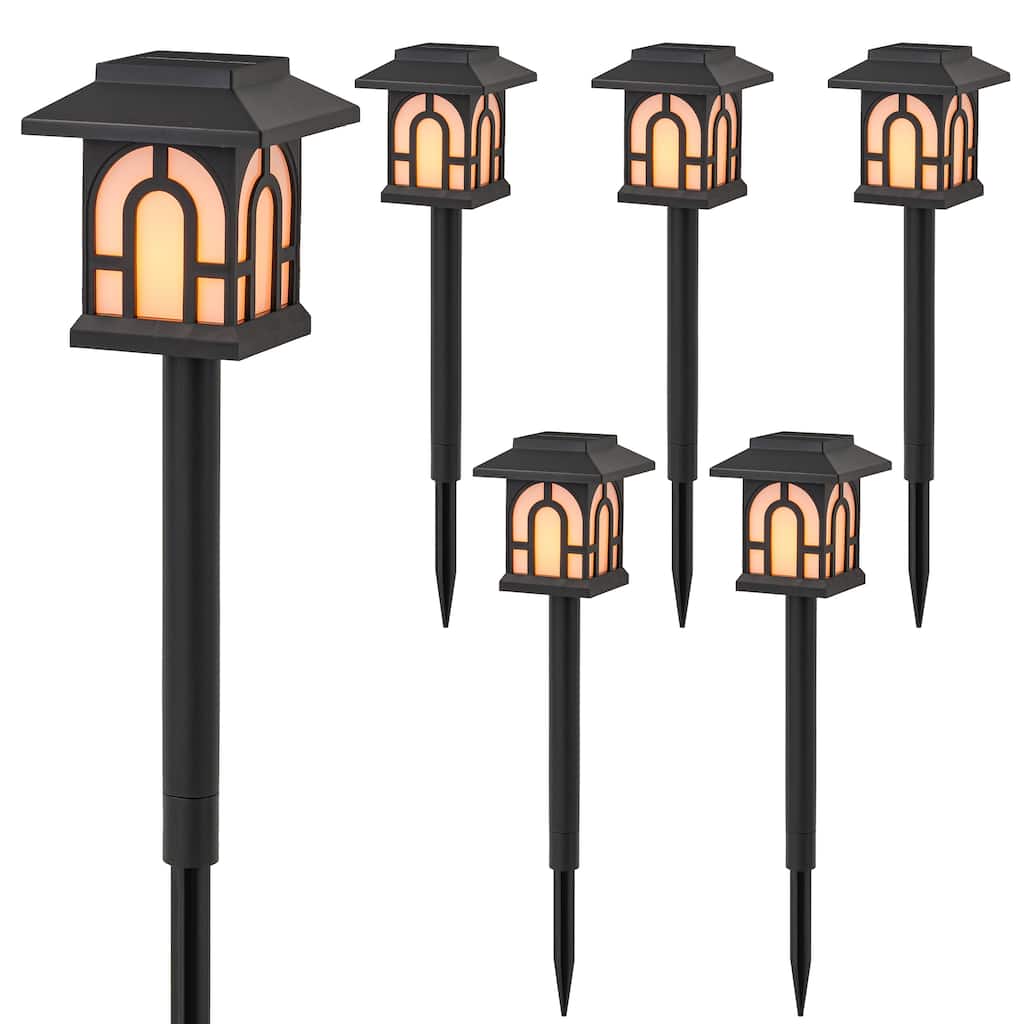 C Cattleya Black Solar Flickering Flame LED Outdoor Path Lights