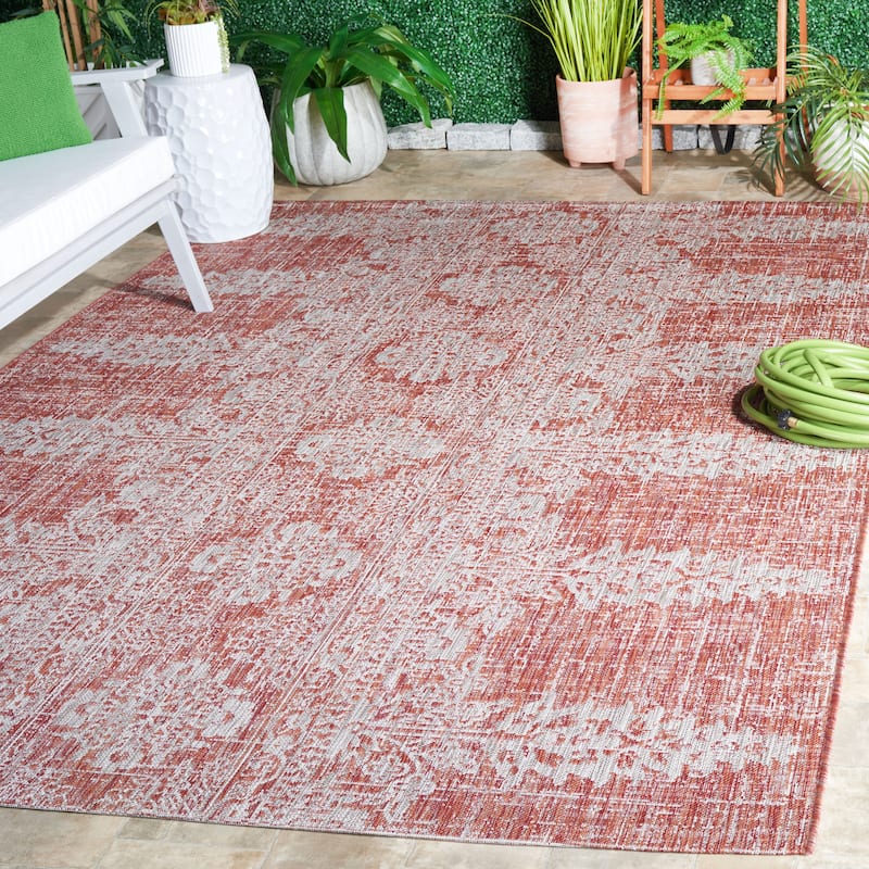 SAFAVIEH Courtyard Mami Transitional Rug - 5'3" x 7'7" - Rust/Grey