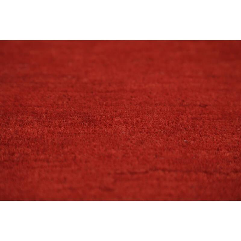 Red Gabbeh Modern Rug Handmade Solid Tribal Wool Carpet - 3'5" x 5'0"