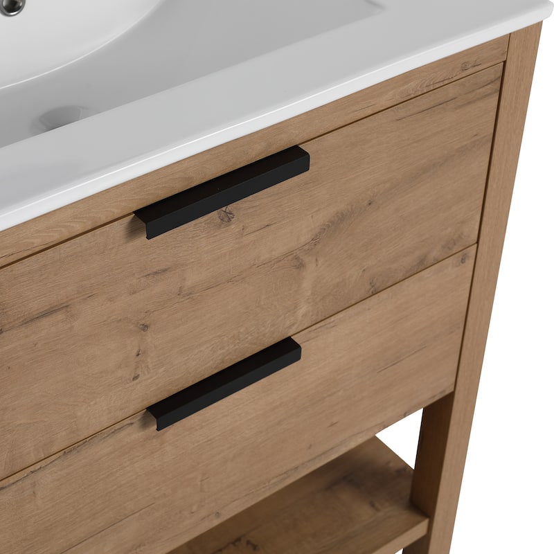 30" Bathroom Vanity with 2 Drawers, Freestanding Design, Eco-Friendly Plywood, Soft Closing Drawers, No Basin - 30in L Plywood