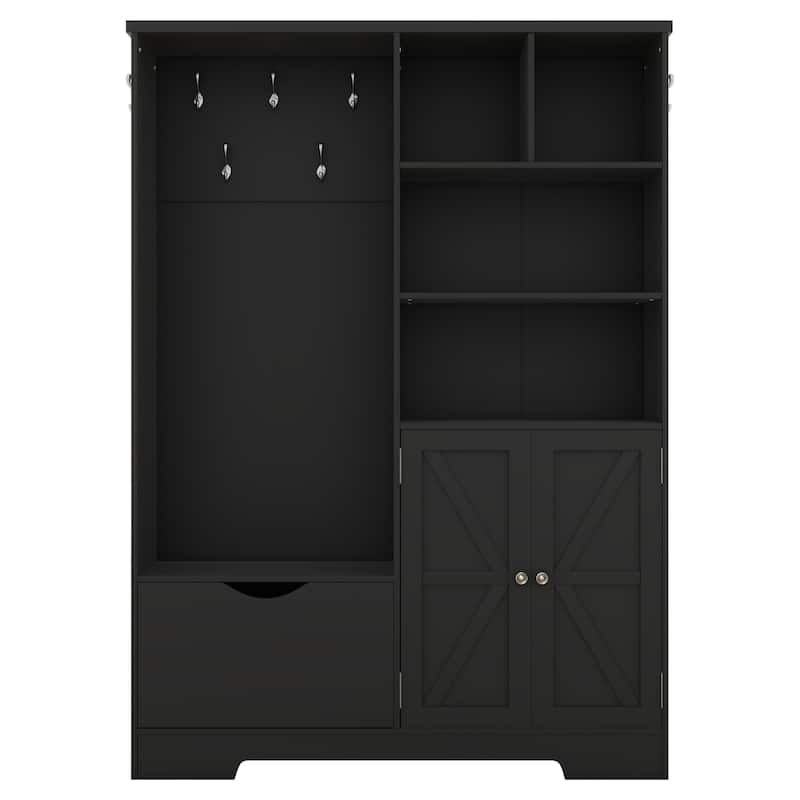 Multi-functional Hall Tree with Bench and Shoe Storage,Entryway Hall Tree with Coat Rack