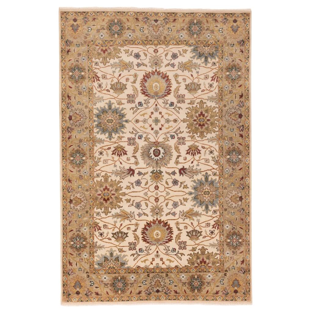 ECARPETGALLERY Hand-knotted Jules Serapi Ivory Wool Rug - 6'0 x 8'11