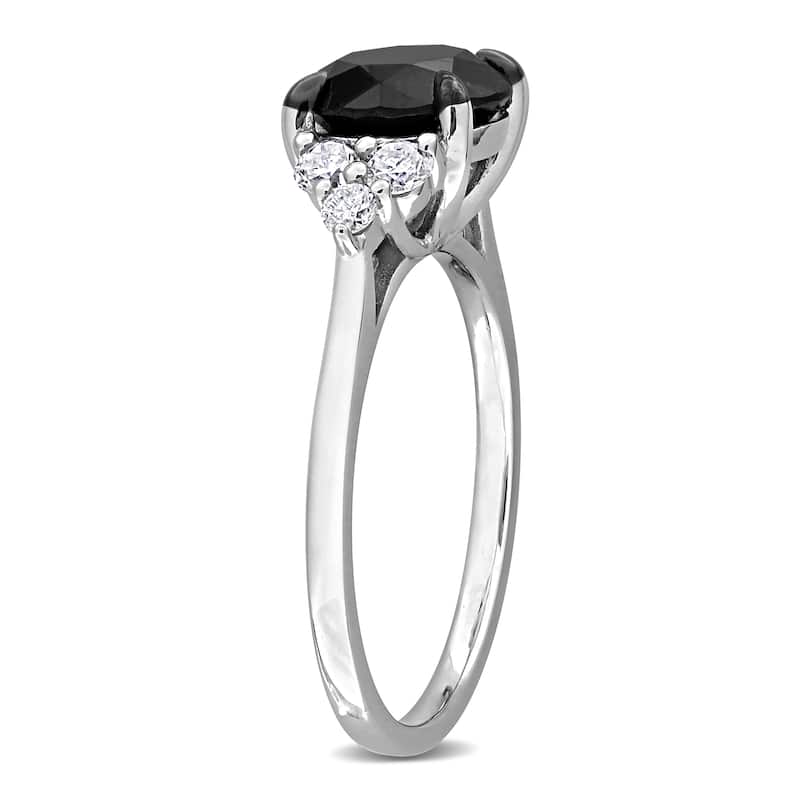 Miadora 2 1/3ct TW Black White Diamond Cluster Ring in 14k White Gold