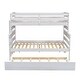 preview thumbnail 33 of 34, Twin Over Full Bunk Bed with Twin Trundle, Solid Wood Bunk Bed Frame with Ladder and Guardrail, Can Be Separated into 3 Beds