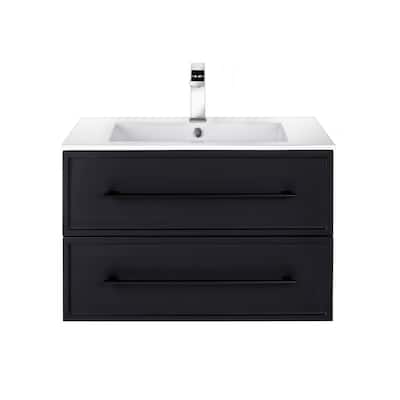 Milano Collection 30" Wall Mount Modern Shaker Bathroom Vanity with Sink and Drawers