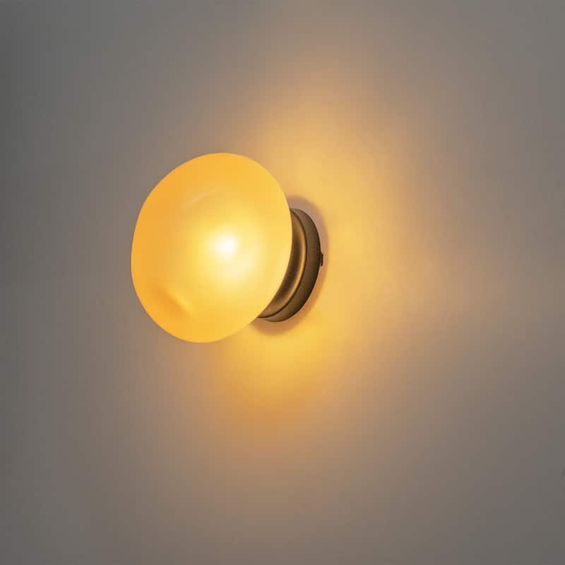 7.1" W Mid-Century Modern Matte Black Wall Sconce with Hand-Blown Smoked Gray/Pink Glass Shade for Bathroom, Staircase