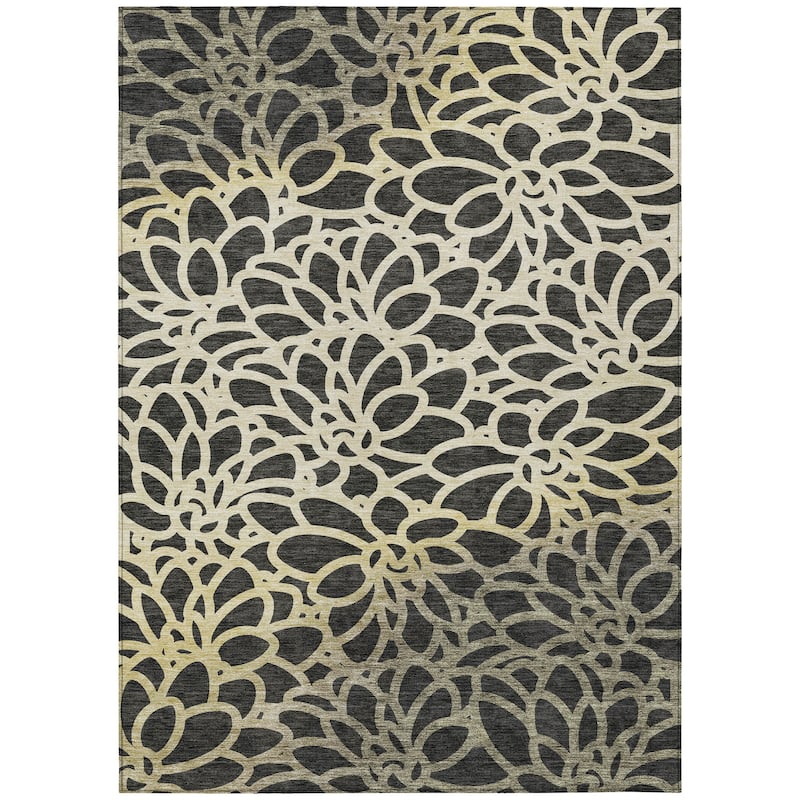 Machine Washable Indoor/ Outdoor Floral Craze Chantille Rug