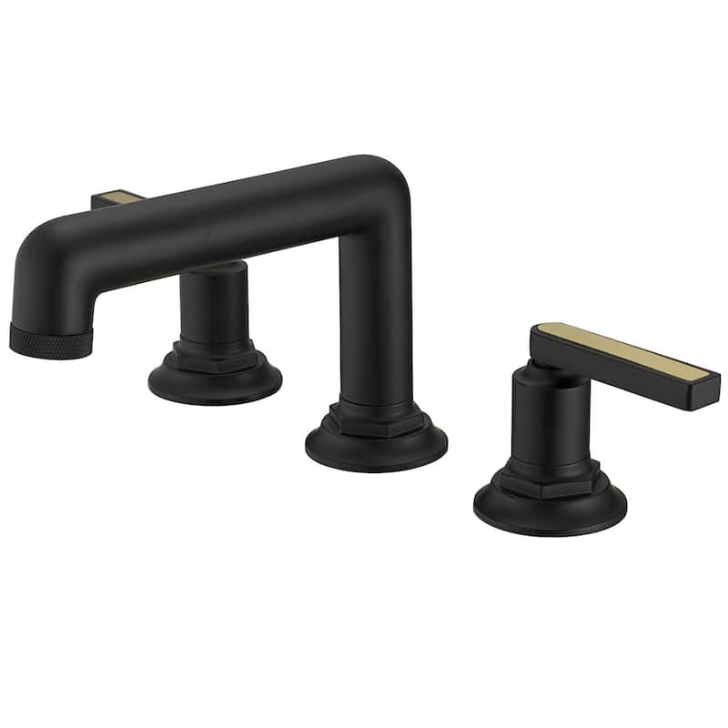 Widespread Bathroom Faucet 3 Holes Vanity Sink - Matte Black