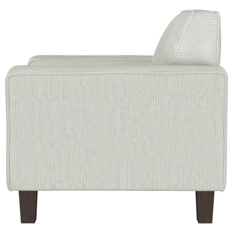 Dero Accent Chair, 37 Inch, Light Gray Faux Corduroy, Wide Track Arms