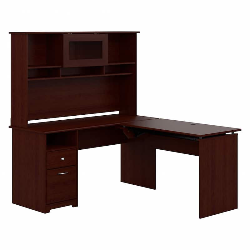 60W 3-position L-shaped Sit to Stand Desk with Hutch by Bush Furniture