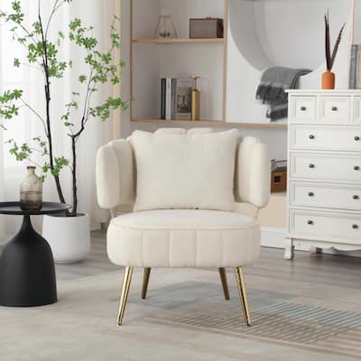Modern Boucle Upholstered Accent Chair - Tufted Armchair with Metal Frame