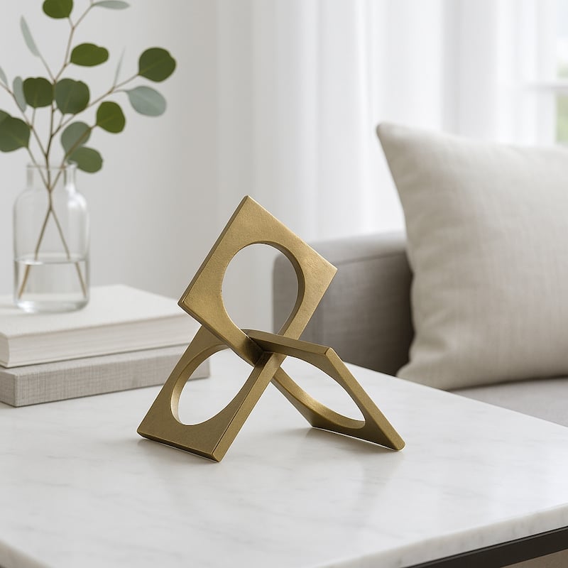Modern Geometric Metal Abstract Interlocking Square Sculpture