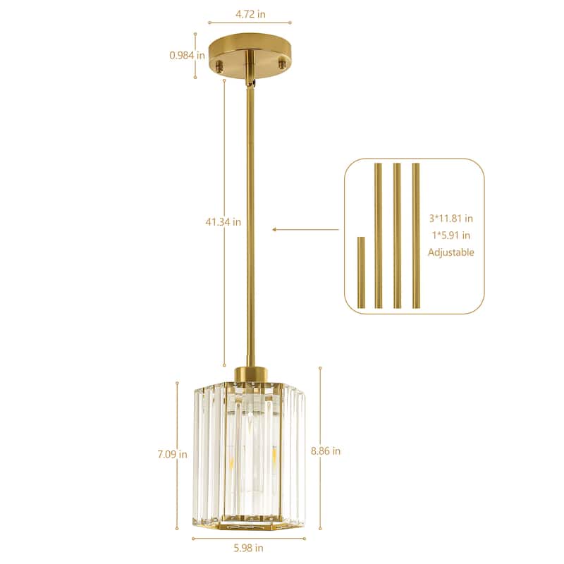 1-Light Crystal Pendant Lighting Fixtures for Sloped Ceiling